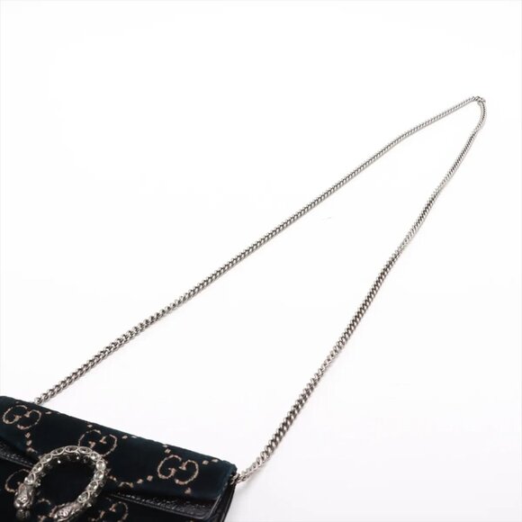 Gucci GG Velvet Dionysus velvet x leather Chain Shoulder Bag navy x black 476432 - Picture 5 of 10